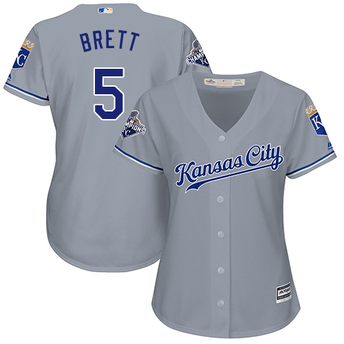 Royals #5 George Brett Grey Road Women's Stitched MLB Jersey - Click Image to Close
